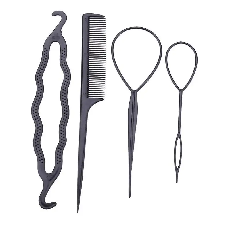 2/4 шт инструменты для укладки волос конский хвост Braider Styling хвост клип DIY парикмахерские инструменты для девочек волос Braider волосы булочка пластиковая петля - Цвет: 4pcs