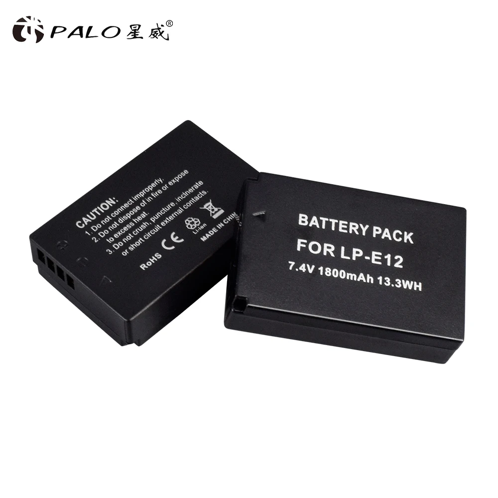 4 шт. пало Батарея LP-E12 LPE12 LP E12 Перезаряжаемые Аккумуляторы для Canon EOSM M10 M50 M100 Rebel SL1 100D поцелуй X7 Камера