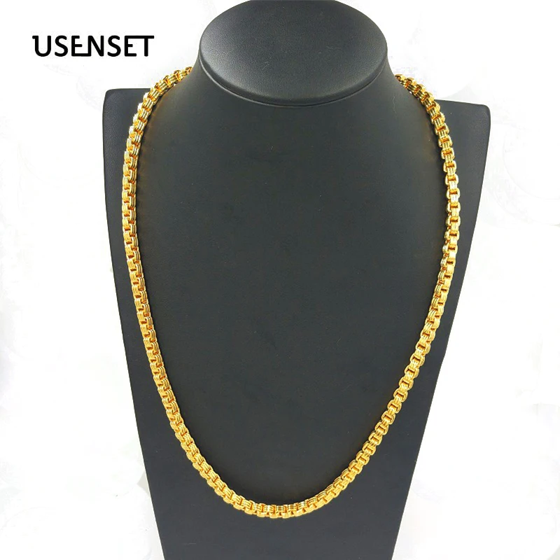 USENSET Box Chain Necklace Stainless Steel Jewelry Gold 5MM Width Chain Link Necklaces for Women Men Jewelry New YS22
