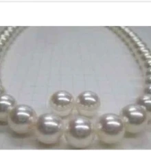 Женские прекрасные новые идеальные 1" 10-11 ММ AKOYA натуральный белый жемчуг ожерелье серьги слово mujer для женщин серебро-ювелирные изделия