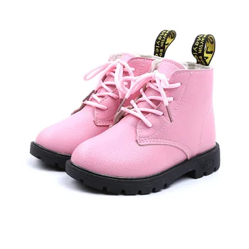 

MX HY2019 Boys and Girls Shoes Children PU Boots Autumn and Winter with Velvet Waterproof Boys Snowshoes winter boots for girls