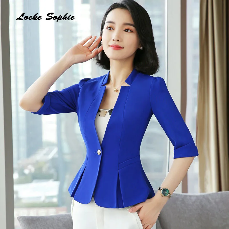 

1pcs Women's Blazers coats 2019 Autumn cotton blend Splicing V-neck Small Suits jackets ladies Skinny Blazers Suits coats Girls
