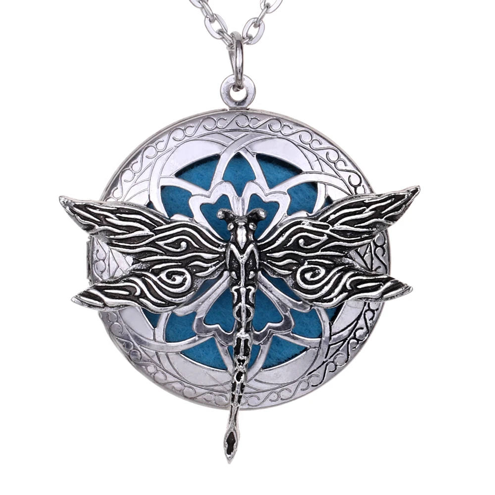 

Abstractive Wings Dragonfly Lockets Pendant Aromatherapy Essential Oil Diffuser Necklace Aroma Stylish Jewelry + Gift Pouch