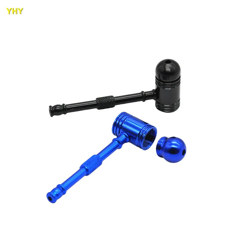New Small Metal Hammer Pipe Multi Color Endurable Aluminum Alloy Smoking Tobacco Portable Pipe Free Shipping  03