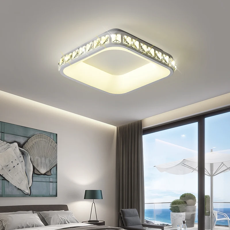

Round Modern LED Ceiling Lights for Bedroom Kitchen Balcony Aisle Study Indoor Lighting Square Triangle Crystal Ceiling Lamp