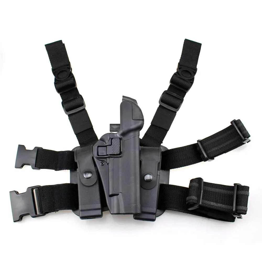 

Tactical 1911 Leg Holster Right Thigh Paddle Belt Level 3 Lock Duty Pistol Gun Holster w/ Magazine Torch Pouch for Colt 1911