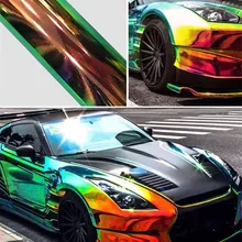 Черная подложка Радужный голографический хром пленка блестящее зеркало Радужный голографический фильм Радуга Хром Винил Автомобиля Обертывание 1,38*1 м воздух