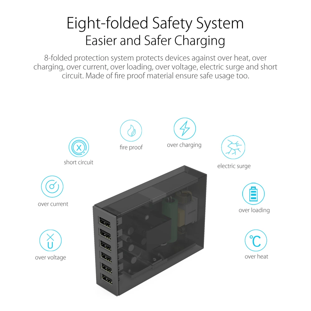 ORICO настольное зарядное устройство адаптер USB 6 портов 5V2. 4A быстрое зарядное устройство EU разъем для Xiaomi samsung huawei