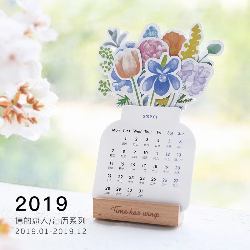 

2019 Lovely flower forest Mini Desktop Paper Calendar Daily List Scheduler Table Planner Yearly Agenda Organizer Office Supplies