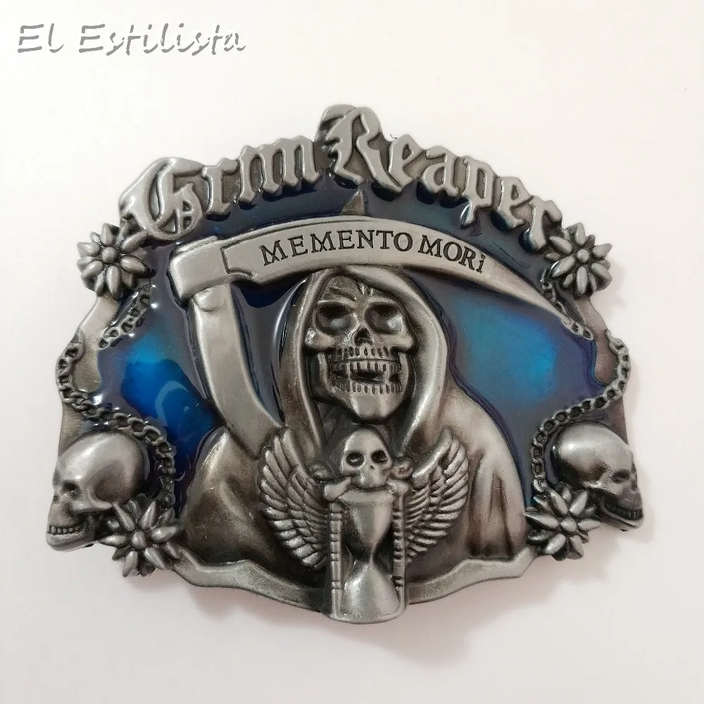 

Grim Reaper Memento Mori Belt Buckle Men Jeans Accessories Cool Metal Skull 3 Colors Pin Belt Buckles Suit 4cm Belts Accesorios