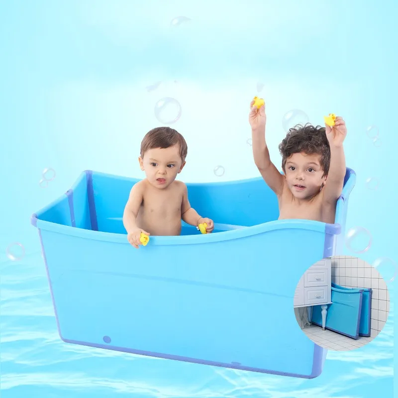 Large Size Folding Child Kids Bath Tub Thicken Solid Pink Blue Baby Bathtub Baby Girls Boy Bath Barrels