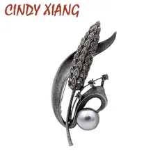 CINDY XIANG – broches de blé pour femmes, mode noire, strass, élégant, manteau d'automne, style Vintage, Design créatif