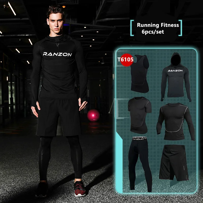 

2019 New Compression Men's Sport Suits Quick Dry Running sets Clothes Sports Joggers Training Gym Fitness Tracksuits Running Set