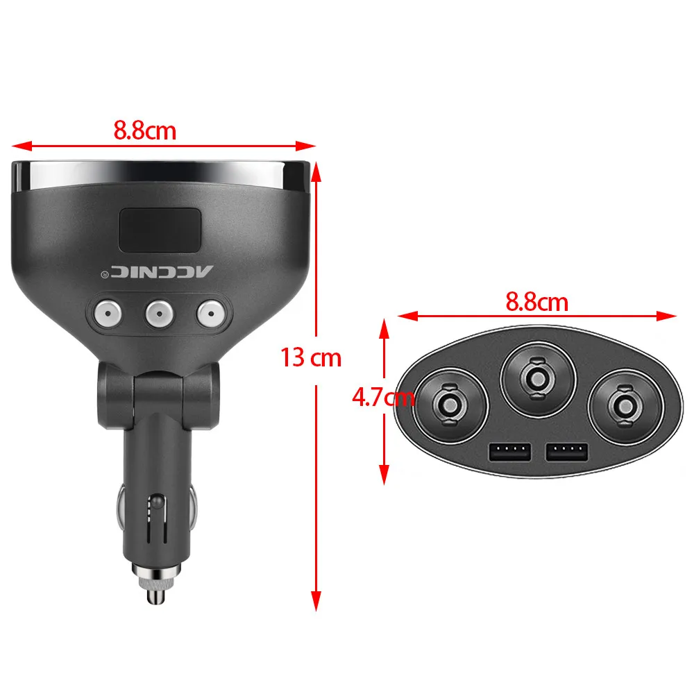 Accnic 3 гнезда 1A/2.4A двойное зарядное устройство usb светодиодный Дисплей 12 v-24 v автомобиль Зарядное устройство новая система прямых поставок электроники на носке, обернутые кружевом 114