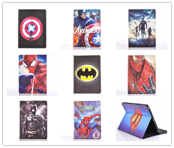 

Cartoon Stand tablet case cover for apple ipad 2 3 4 Spider-Man superman Captain America The Avengers Iron Man Batman For kids