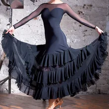Популярные латинский танец платья для дам черный Цвета спинки Дизайн юбки носит сексуальные Для женщин женские Современные Бальные платья B015