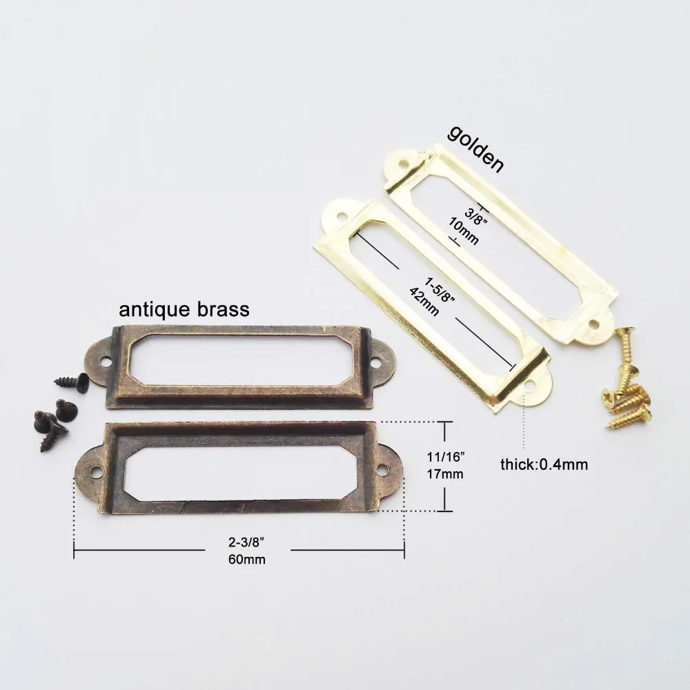 Antique Brass Golden Metal Label Pull Frame Handle File Name Card Holder For Furniture Cabinet Drawer Box Case Bin 12Pcs 17*60mm furniture handles,kitchen door handles