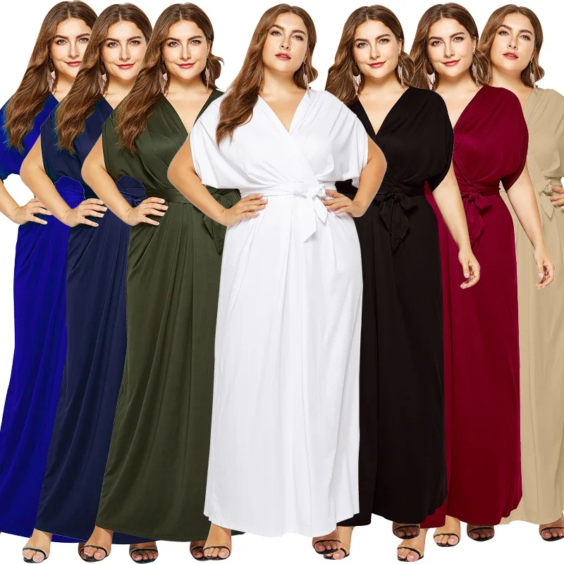 

2018 summer elegent fashion style women big size long dress M-4XL