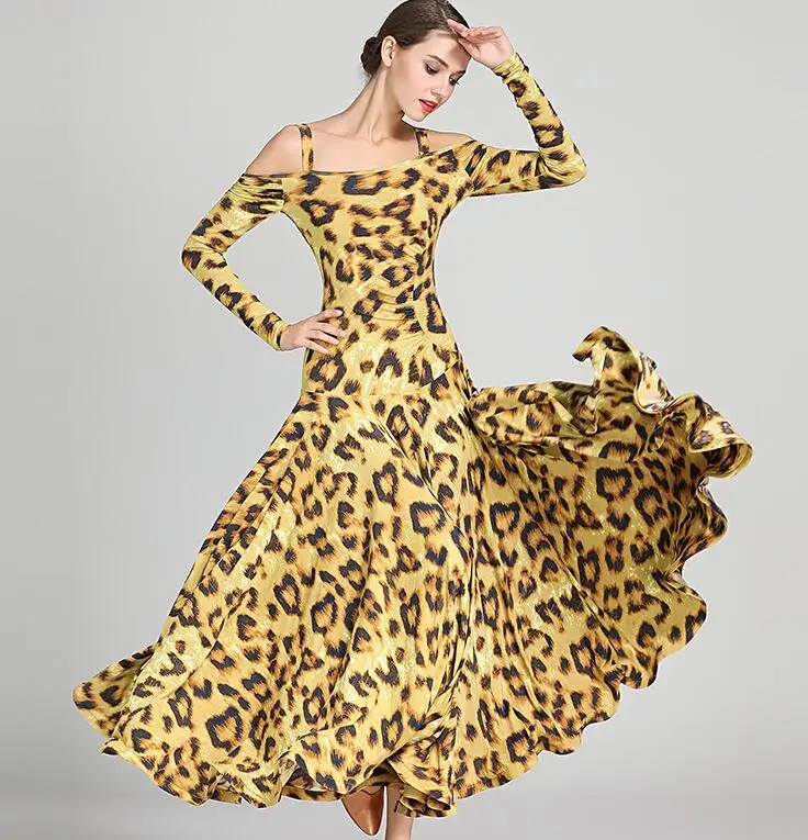 black print ballroom waltz dress rumba Standard social dress Ballroom dance competition fringe modern dance dress9043