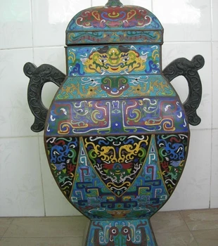 

30"China Regius Palace Royal Copper cloisonne enamel beast Zun censer Crock pot