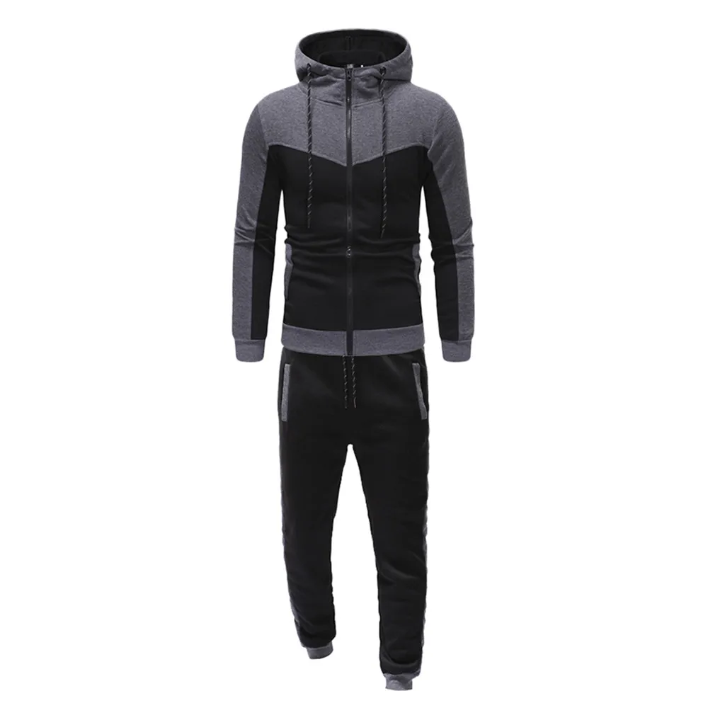 Feitong Men Tracksuit Autumn Winter Packwork Sweatshirt Top Pants Sets Sports Suit Tracksuit Ropa Deportiva Hombre Tracksuit Men