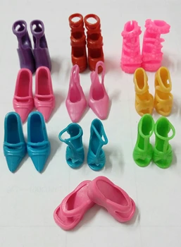 

100 pairs/lot Mix Colors Doll Accessories Shoes Slippers Heels Sandals Boots For Barbie Dolls Best Gift For Girl Baby Toys