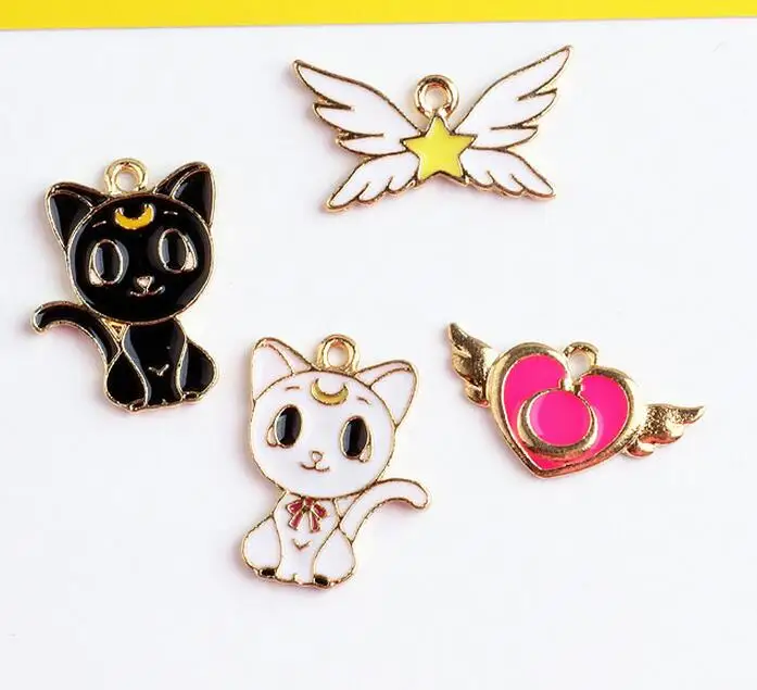 New 50 pcs Japanese anime cat love mix Charms DIY Pendants Jewelry