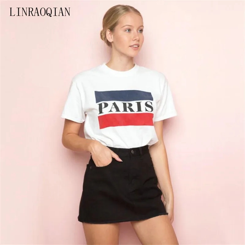 

Fashion Brand PARIS T Shirt Women Tops Cotton Short Sleeve T-shirt Female Summer Top Letter Print White Tee Shirt Femme Shirts