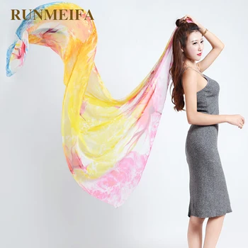 

[RUNMEIFA] Bohemian Style Women Scarf Spring Summer Printed Silk Scarves Shawls Wraps Lady Pashmina Beach Stoles Hijab Foulard