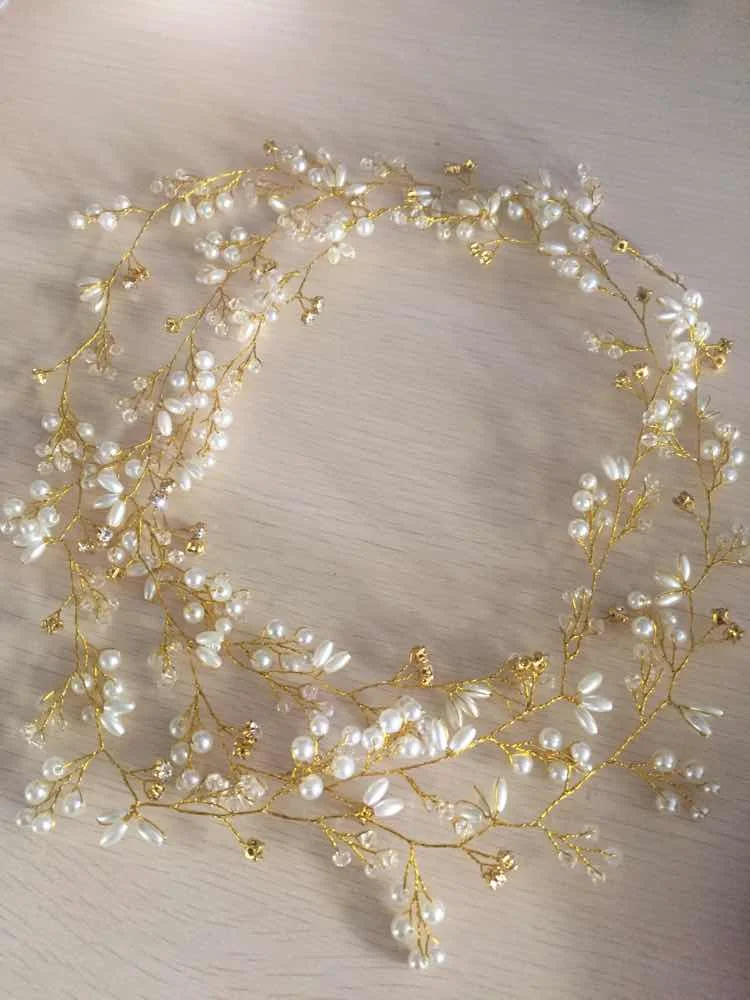 Роскошная Серебряная Золотая жемчуга и кристаллы для свадьбы, ободки, корона, головной убор, аксессуары для волос, свадебная тиара для невесты, украшение на лоб, ювелирное изделие