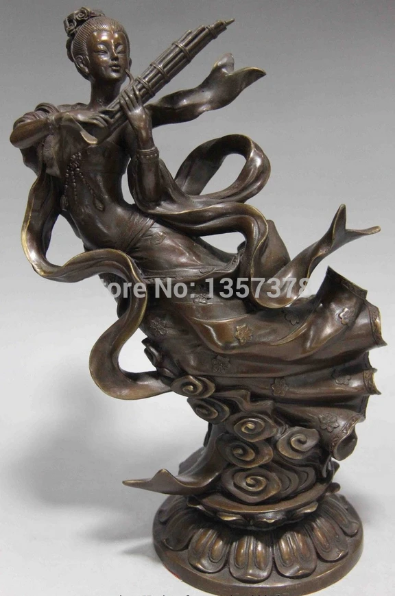 

shitou 0082 12 Chinese Royal Copper Bronze Classical Fly Beauty Fairy Chuixiao Music Statue discount 30% (C0324)
