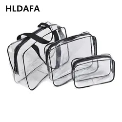 HLDAFA 2019 комплекты из 3 предметов Дорожная сумка из ПВХ Для женщин прозрачный хранения Zip-пакет Пластик сумка Водонепроницаемый Сумочка для