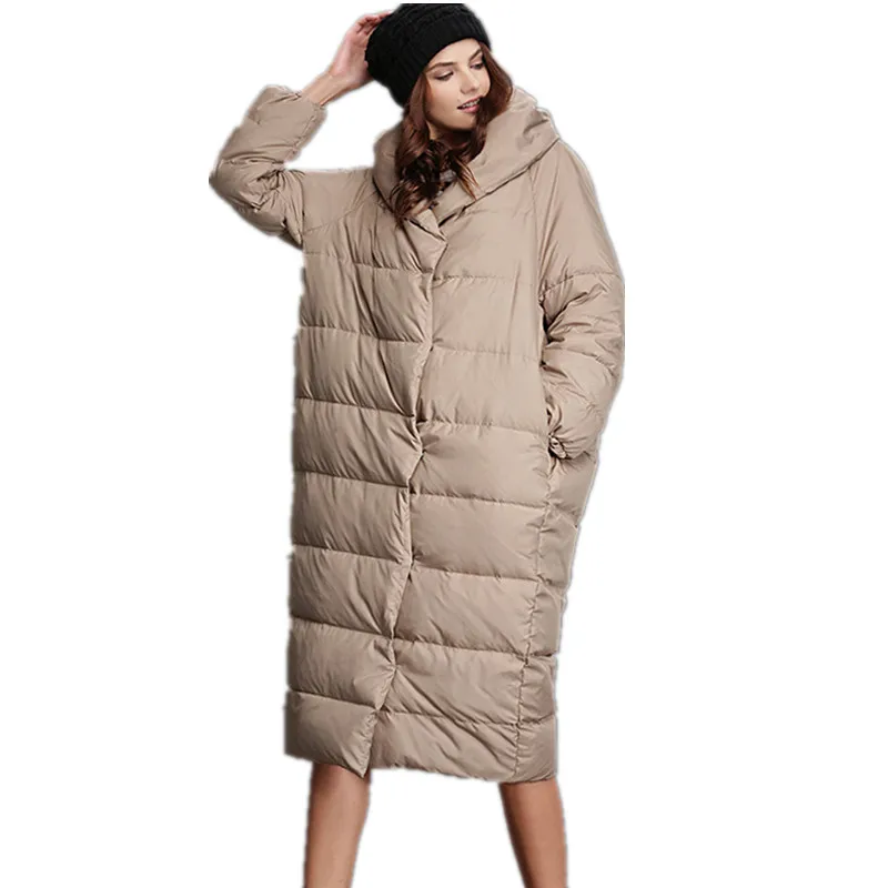 

Women down jacket 2018 New Winter Coat Loose Standard Warm Hooded Long Female Jackets large size