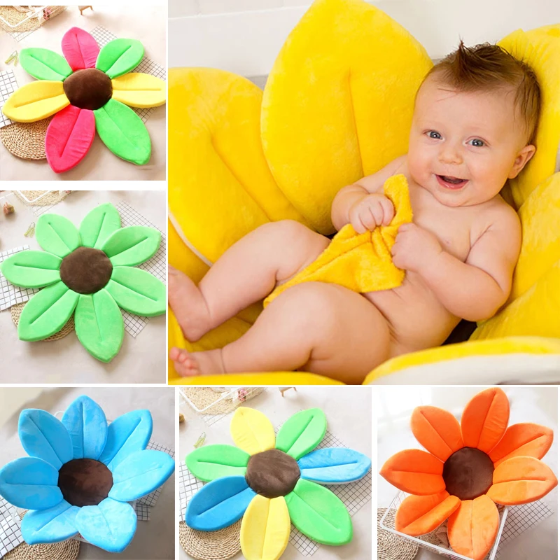 

Newborn Baby Bathtub Foldable Blooming Bath Flower Bath Tub for Baby Blooming Sink Bath For Baby Play Bath Sunflower Cushion mat