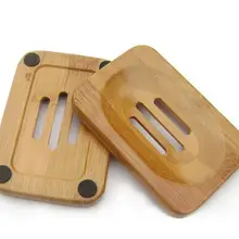 100 шт. натурального бамбука Деревянные мыльница деревянная мыло лоток держатель для хранения мыло стойки пластины Box Контейнер для душевой ванная комната