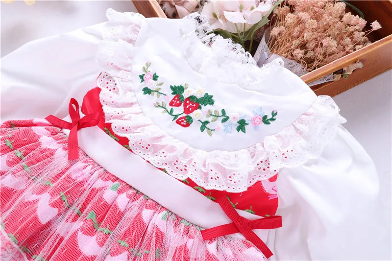 toddler baby girls vintage dress princess long sleeve lace strawberry spanish clothing boutiques kids dresses cute