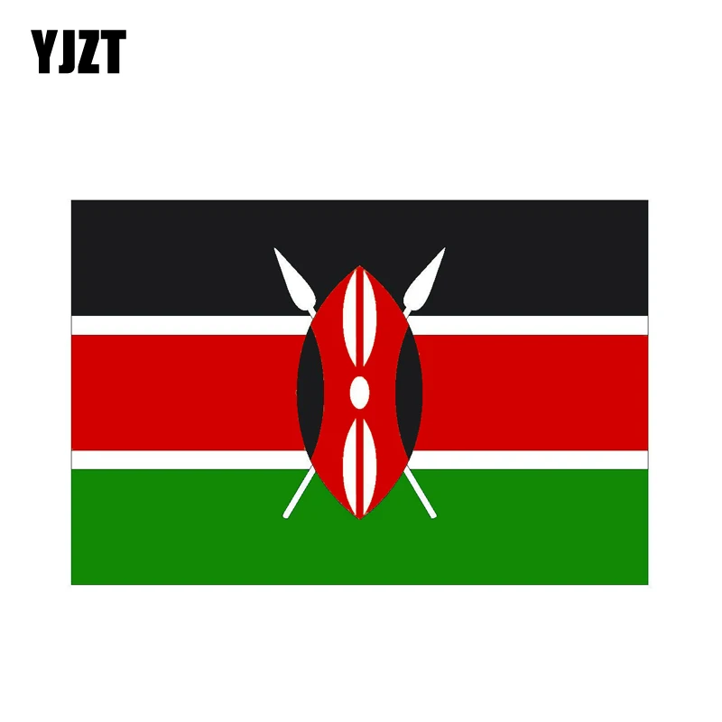 

YJZT 14.4CM*9.6CM Car Styling KENYA Flag Car Sticker Reflective PVC Decal 6-0794