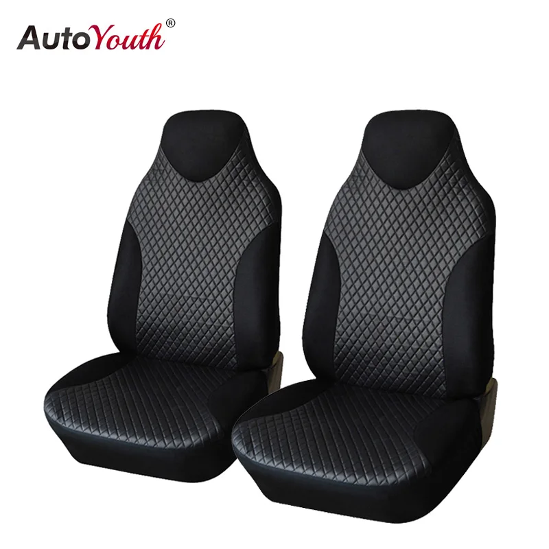 

AUTOYOUTH 2PCS Automobiles Bucket Seat Covers Car Interior Accessories Universal Fit Non-Detached Headrest Front Car Seat Cover