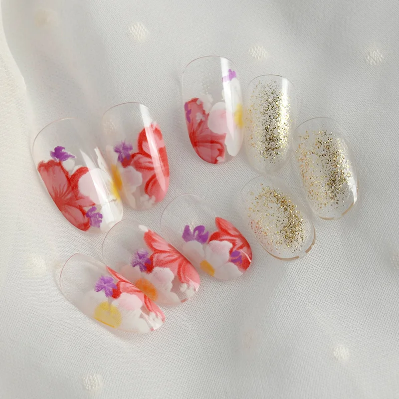 

Sweet flower False Nails Tips fairy round Fake Nail Art Tools 24pcs/kit