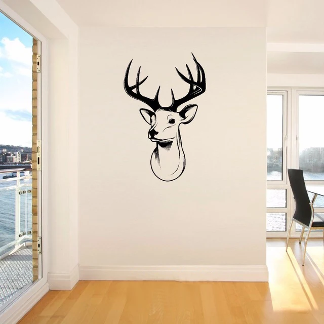 STAGS HEAD DEER trophy antlers steer Giant Wall Sticker Vinyl Art Decal Stencil Window Door Room Decor S M | Дом и сад