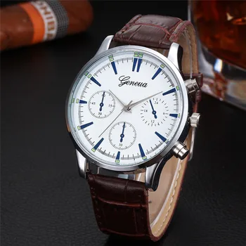 

GEMIXI HOT Men's watch Luxury brand Mens Retro Design Leather Band Analog Alloy Quartz Wrist Watchdropship