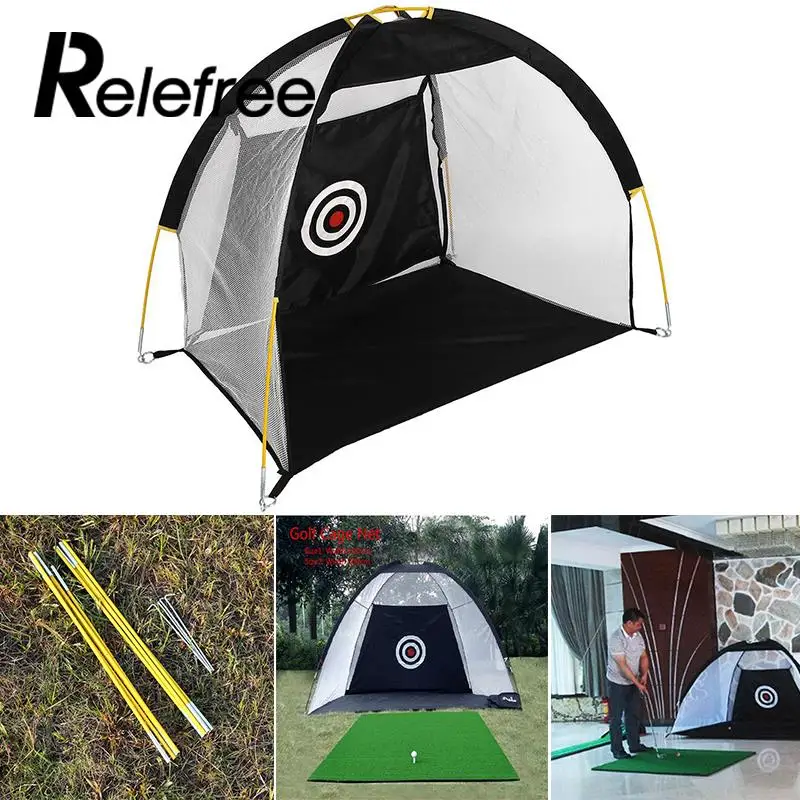

Sports Portable 1M Golf Cages Practice Net Training Aid with Driving Mat Golf A