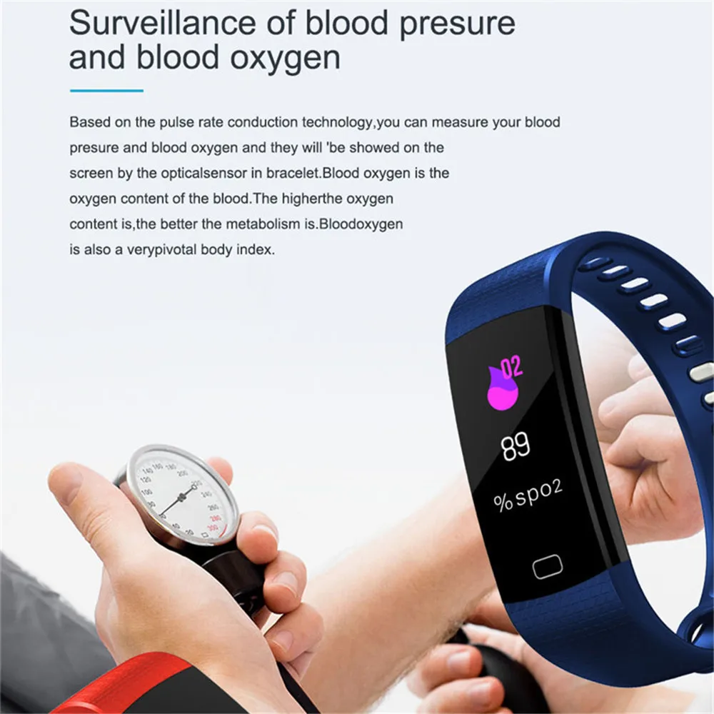 115 плюс Смарт-часы для здоровья, сердечного ритма, кровяного давления, фитнес-трекер, браслет, монитор, спортивные Смарт-часы для ios android