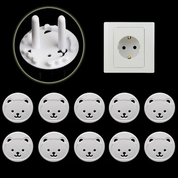 

10pcs EU Stand Power Socket Cover 2 hole Electrical Outlet Baby Child Safety Electric Shock Proof Plugs Protector Rotate Cover