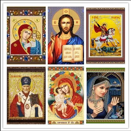 

religious ICONS diamond painting cross stitch portrait mosaic full diamond embroidery cube drill rhinestone embroidery people