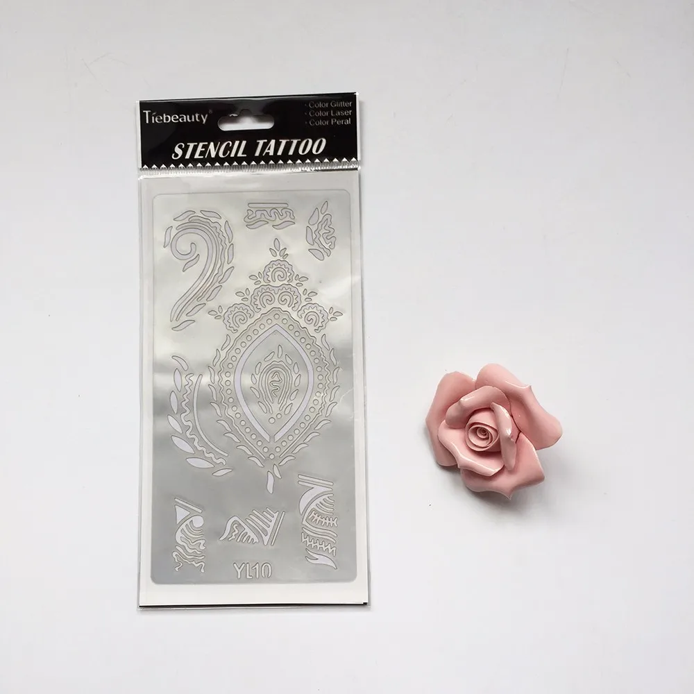 1 PC Sexy Stencil for Henna Tattoo Stencil YL10 Women Body Art Painting Template Mehndi Airbrush Glitter Temporary Flower Tattoo