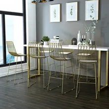 Скандинавский барный стул со спинкой современный простой железный Золотой барный стул 75 см сидя высота кафе стул с полиуретановой подкладкой