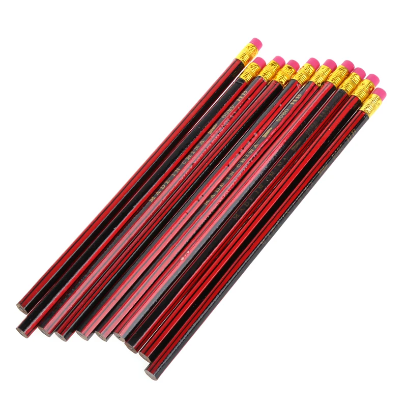 10Pcs/set HB Pencil Set with Eraser Tips Unsharpened Stationery