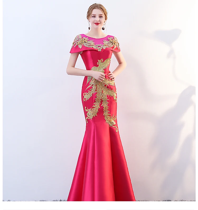 Модные Для женщин; вечернее платье Винтаж узор Традиционная Китайская одежда Для женщин Длинные Cheongsam Qipao Элегантный Банкетный Платья для