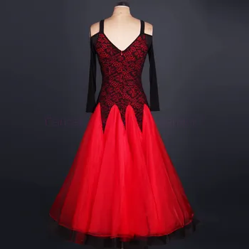 

Ballroom dance costume sexy senior lace long sleeves ballroom dance dress for women ballroom dance competition dresses